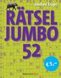 RÄTSEL JUMBO 52, Eberhard Krüger. Ein lila Schriftzug auf einem Kreuzworträtsel-Hintergrund. Ein Elefant ist abgebildet.