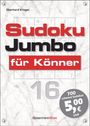 Text: „Sudoku Jumbo für Könner“, „700 schwere Sudokus 5,00 €, UVP“. Hintergrund: Marmoroptik, Sudoku-Raster und große „16“.