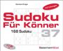 „Sudoku für Könner“, 168 Sudoku mit Lösungen, Preis €2,99. Hintergrund zeigt ein Sudoku-Rätsel.