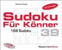 "Sudoku Für Könner", "168 Sudoku", "mit Lösungen", "€ 2,99", "Basemann Rätsel". Eindruck von Sudoku-Rätseln im Hintergrund.