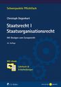 "Staatsrecht I Staatsorganisationsrecht", 42. Auflage, gelber Text auf blauem Hintergrund, Zahnrad-Grafik.