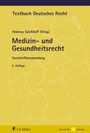„Textbuch Deutsches Recht, Medizin- und Gesundheitsrecht, 5. Auflage, C.F. Müller.“ Gelber Hintergrund mit Umriss von Deutschland.