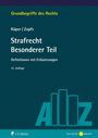 "Strafrecht Besonderer Teil" von Küper/Zopfs, Definitionsbuch, 12. Auflage. Dunkelblauer Hintergrund mit stilisierten Büchern.