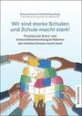 Buchtitel: "Wir sind starke Schulen und Schule macht stark!" Hände halten zusammen Puzzle-Teile. Verlag: Waxmann.