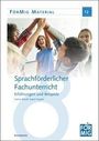 "FörMig Material", "Sprachförderlicher Fachunterricht", "Erfahrungen und Beispiele". Fröhliche Kinder heben die Arme.