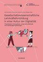 Titel: "Gesellschaftswissenschaftliche Lehrkräftefortbildung in einer Kultur der Digitalität". Zwei gezeichnete Figuren mit Globus und Computer.