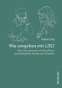 Text: "Wie umgehen mit LRS? Eine Interviewstudie mit Betroffenen aus Deutschland, Kanada und Schweden" von Sophie Jung. Illustration mit zwei skizzierten Personen.
