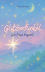 Der Text "Glitzerfunkel: Die Reise beginnt" steht vor einem sternenübersäten, träumerischen Himmel mit sanften Hügeln.