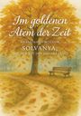 "Im goldenen Atem der Zeit, HERBSTGEDICHTE VON SOLVANYA, DIE DEN RUF DES JAGUARS TRAGT." Illustration: Baum, Bank, Herbstlaub.