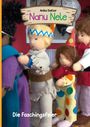 Text: Anika Doktor, Nanu Nele, Die Faschingsfeier. Illustration: Bunte Puppen in Kostümen stehen in einer Reihe.
