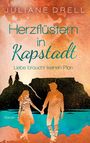 "Herzflüstern in Kapstadt. Liebe braucht keiner Plan. Roman." Zwei Menschen halten Hände vor Berg und Meer.