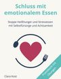 „Schluss mit emotionalem Essen“ ist der Titel eines Praxisbuchs. Ein Herz mit Bestecksymbol darunter. Autor: Clara Kost.
