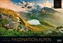 „Faszination Alpen 2027“. Kalendertitelbild zeigt eine beeindruckende Alpenlandschaft mit See, Bergen und Wolken. 