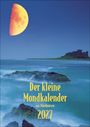 "Der kleine Mondkalender mit Mondpausen 2027". Halbmond über Küste bei Nacht, Burg im Hintergrund, stürmisches Meer.