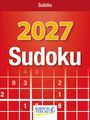 „Sudoku 2027“, roter Hintergrund, Sudoku-Raster, Logo „Korsch Verlag“.