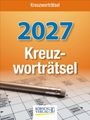 Kreuzworträtsel 2027, Korsch Verlag Logo, Bleistift auf einem Kreuzworträtselgitter, orange Hintergrund.