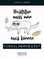 „Nichtstun muss man auch können.“ Illustration eines faulen Faultiers auf einem Ast. Logo von Korsch Verlag unten.