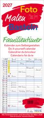 2027 Foto Malen Basteln Familienplaner. Kalender zum Selbstgestalten. Tabelle mit Terminen und Aktivitäten.