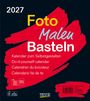 2027, Foto Malen Basteln, Kalender zum Selbstgestalten. Bunte Pinselstriche auf schwarzem Hintergrund.
