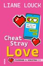 Großer Text: "Cheat Stray Love". Nachricht: "Ich will ein Happy End!! Kompliziert. Sorry." Pixel-Herzen auf pinkem Hintergrund.