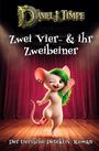 „Zwei Vier- & ihr Zweibeiner“ oben, „Der tierische Detektiv-Roman“ unten. Illustration einer Maus mit grünem Haar.