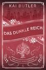 "Kai Butler, Das dunkle Reich, San Amaro Investigations, 6" inmitten von verzierter Skyline und floralen Designs.