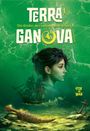 „Terra Ganova – Die Kinder des verlorenen Fischers“. Eine Illustration mit einem Mädchen, einer antiken Schiffs-Szene und Dagger.