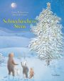 Text: „Schneehäschens Stern“. Illustration von Tieren, die einen geschmückten, verschneiten Baum betrachten.