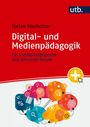 Text: "Stefan Hierholzer. Digital- und Medienpädagogik. Für sozialpädagogische und lehrende Berufe." Oben roter Hintergrund, unten bunte Sprechblasen mit Bildungssymbolen. Logo "utb" oben rechts.