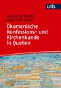 Roter Hintergrund mit Text: "Katharina Bracht, Haçik Rafi Gazer, Ökumenische Konfessions- und Kirchenkunde in Quellen". Unten farbige Muster.