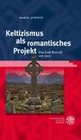„Keltizismus als romantisches Projekt“. Kreuz in irischer Landschaft, roter und blauer Hintergrund.