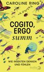 "COGITO, ERGO summ" auf gelbem Hintergrund, umgeben von zahlreichen bunten Insektenillustrationen.