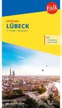 „Cityplan Lübeck 1:17 500 > zielgenau“, darunter Ansicht der Stadt Lübeck mit Holstentor und heißen Luftballons am Himmel.