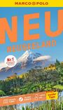 „NEU NEUSEELAND“ steht groß. Ein schneebedeckter Berg über üppigem Wald; Reiseplaner und Insidertipps erwähnt.
