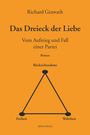 "Das Dreieck der Liebe: Vom Aufstieg und Fall einer Partei. Roman." Orange Hintergrund, schwarzes Dreieck mit "Rücksichtnahme", "Freiheit", "Wahrheit".
