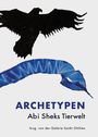 „ARCHETYPEN Abi Sheks Tierwelt hrsg. von der Galerie Sankt Ottilien“. Illustrationen von schwarzem Vogel und blauer Schlange.