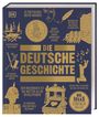 "Die deutsche Geschichte" in großen Goldbuchstaben, umgeben von historischen Illustrationen.