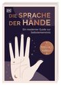 "Die Sprache der Hände. Ein moderner Guide zur Selbsterkenntnis. Handillustration mit Sternen und Symbolen, Logo oben."