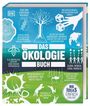 "Das Ökologie Buch" mit Illustrationen von Baum, Würfeln, Bienen, Sonne und Tierfiguren auf blau-grünem Hintergrund.