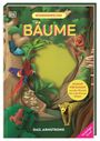 "Wissenswelten Bäume", "Schicht für Schicht von den Wurzeln bis in die Kronen blicken", Name: Gail Armstrong. Bunte Dschungel-Illustration.