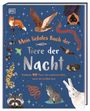 Cover eines Buches mit dem Titel: "Mein liebstes Buch der Tiere der Nacht". Verschiedene nachtaktive Tiere sind illustriert.