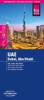 Text oben: "REISE KNOW-HOW | UAE, Dubai, Abu Dhabi | 1:600 000". In der Mitte ein Stadtbild von Dubai mit dem Burj Khalifa.