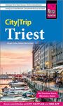 Text: "City|Trip Triest", "Mit Triestiner Karst, Miramare, Duino", "Besser zurechtfinden mit CITY-FALTPLAN und WEB-APP". 

Eine belebte Wasserpromenade bei Sonnenuntergang.