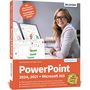 Buchtitel: PowerPoint 2024, 2021 + Microsoft 365. Bild: Frau am Computer. Logo: Bildner. Inhalte: Präsentationen gestalten.