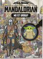 "STAR WARS - THE MANDALORIAN - WO IST GROGU?" zeigt eine bunte Szene mit Figuren und einem Suchbild von Grogu.