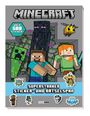 "Über 500 Sticker!", "Superstarker Sticker- und Rätselspaß". Figuren aus Minecraft mit pixeliger Ästhetik.