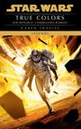 "Star Wars: True Colors" oben. Ein Soldat trägt eine Person, Explosion im Hintergrund, dynamische Farben.