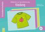 "Bildkarten zur Sprachförderung Kleidung", grünes Shirt mit lächelndem, zwinkerndem Apfel. Illustration von Anja Boretzki.