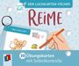 "DER LOCHKARTEN-FÄCHER REIME. Was reimt sich? 30 Übungskarten mit Selbstkontrolle. Illustration einer Maus und Hand."