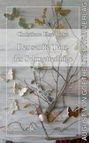 Der Titel lautet "Der sanfte Tanz der Schmetterlinge". Zweige mit Keramikschmetterlingen und Blättern.